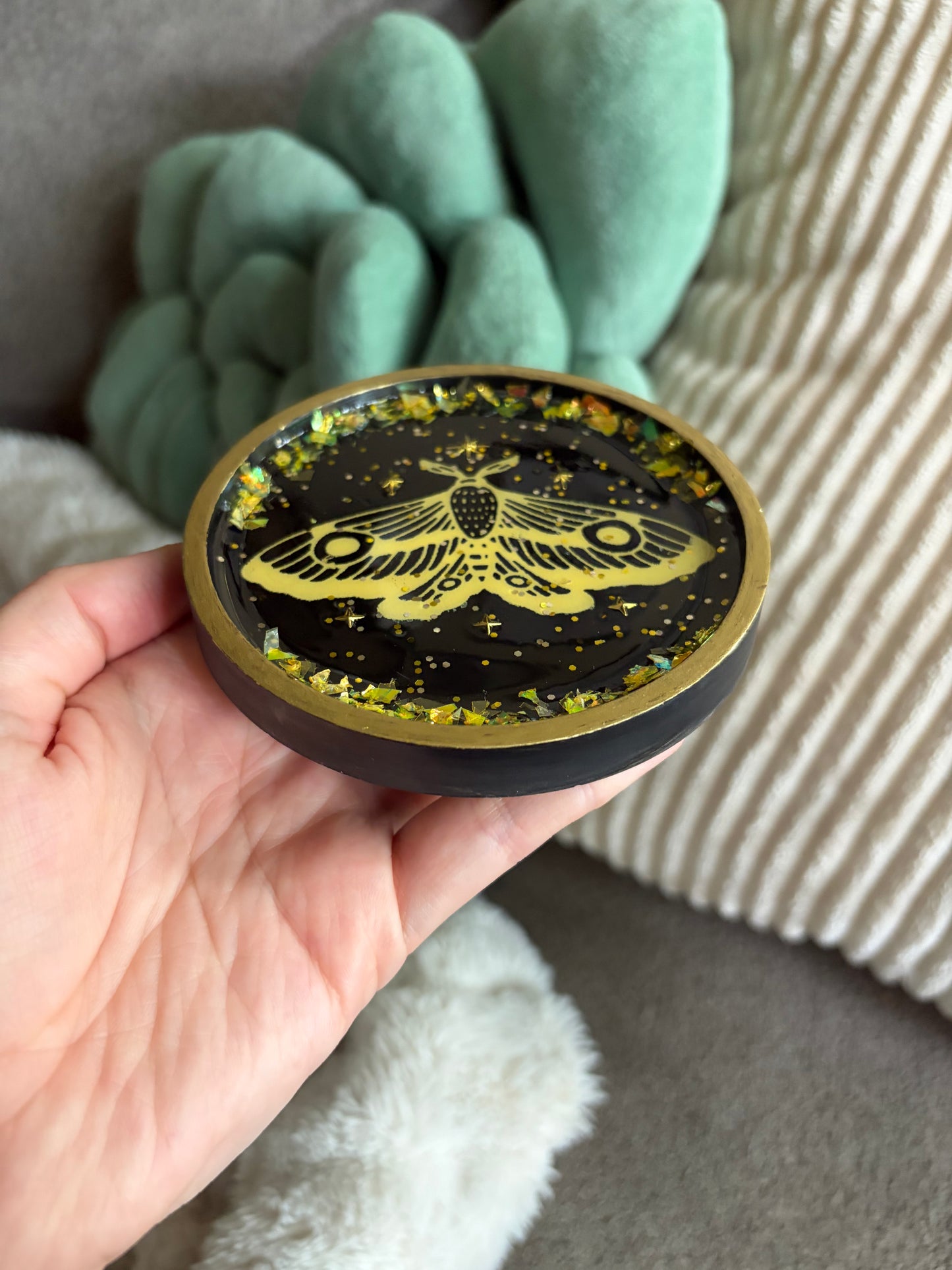Moth Trinket Dish (Black/Gold)